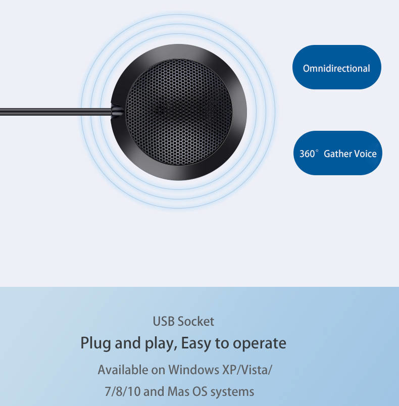 Desktop Omnidirectional Microphone High sensitivity Mic pluy and play clearly pick up