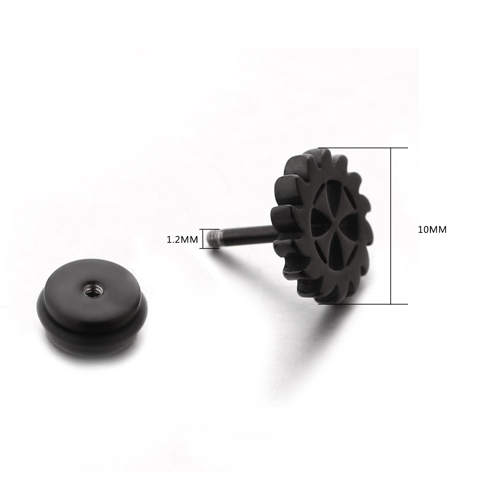 Black plate clover shape cool stud earrings piercing jewelry manufacturer