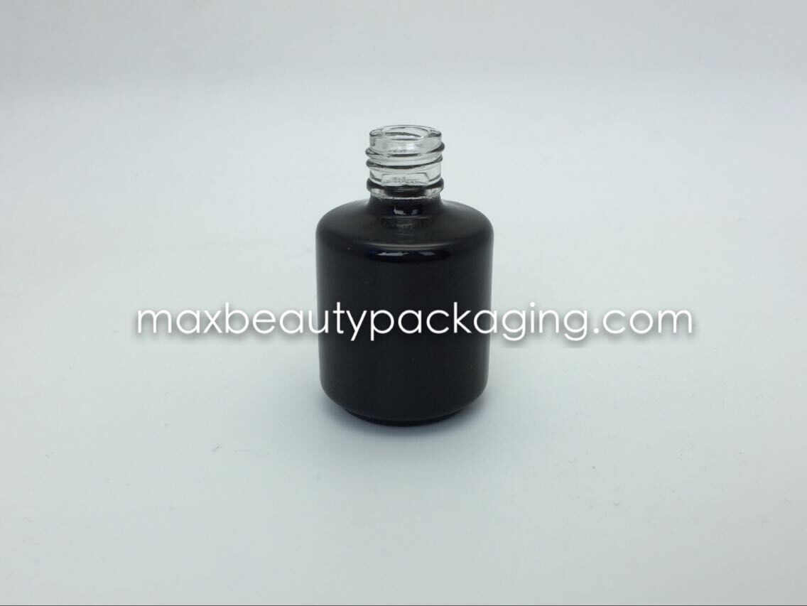hot sale black thick strong powder coating gel bottle 15ml round straight shape gel polish bottle nail polish packaging