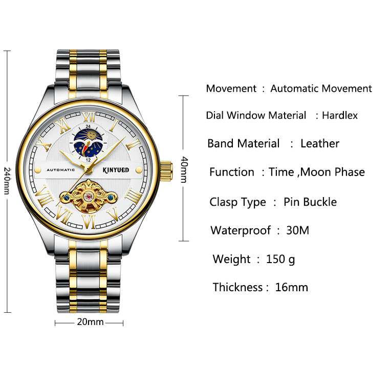 Fashionable Design Tourbillon Mechanical Watch Good Luster Gold Case