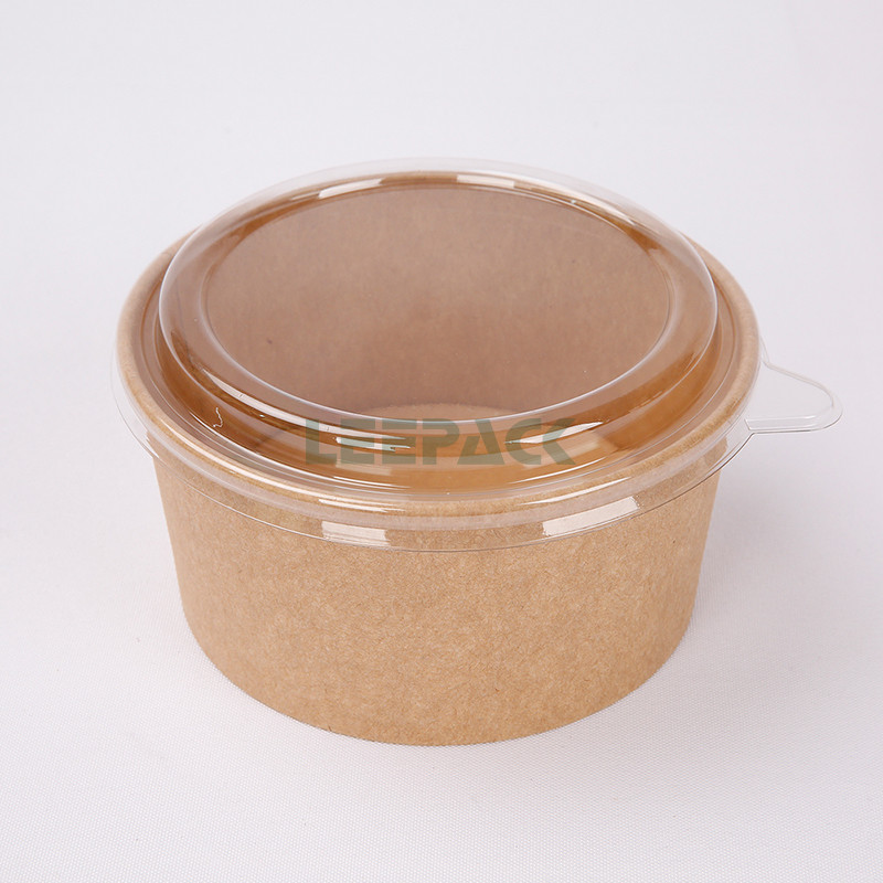 Custom LOGO Printing kraft paper bowl 500ml 1000ml 1300ml take-away food container for salad noodles snacks with lids