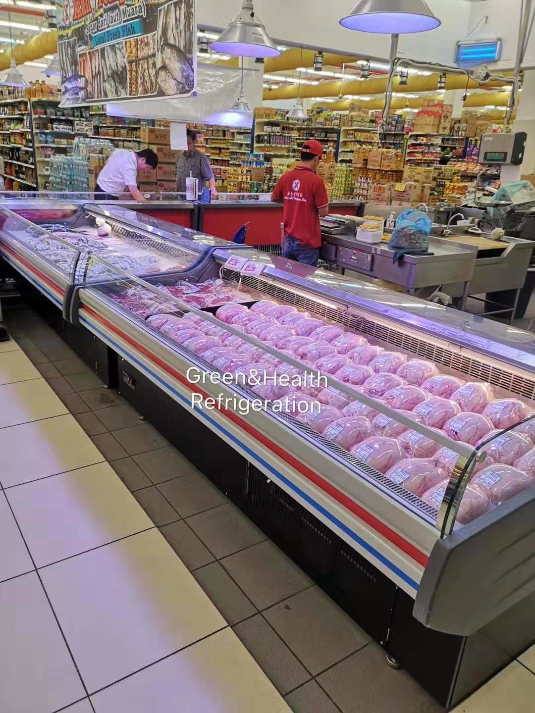Restaurant Deli Display Refrigerator 2m 3m Open Fresh Meat Display Cooler Counter