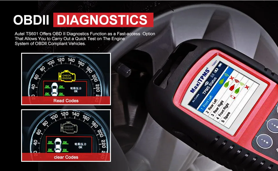 AUTEL MaxiTPMS TS601 TPMS Tool Automotive Tire Repair Tools Sensor Progarmming/Relearn/Activate for Tire Pressure