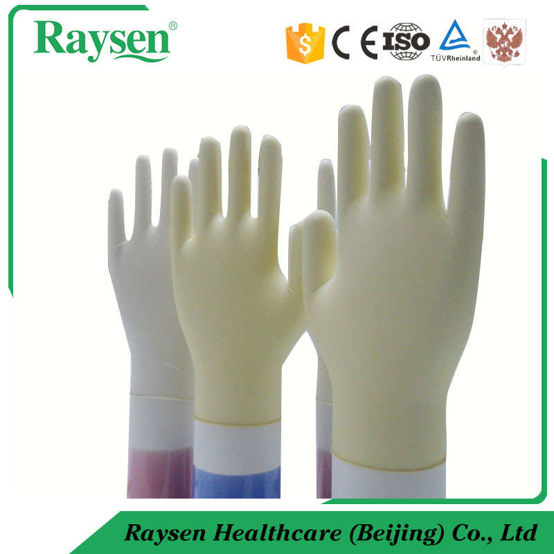 Natural White Sterile Latex Surgical Gloves Left / Right Hand With Rolled Rim