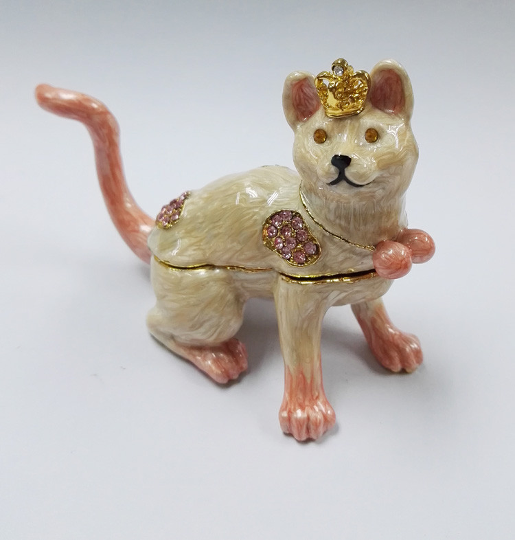 Promotional custom animal cat jewelry box metal trinket boxes cat shaped jewelry boxes