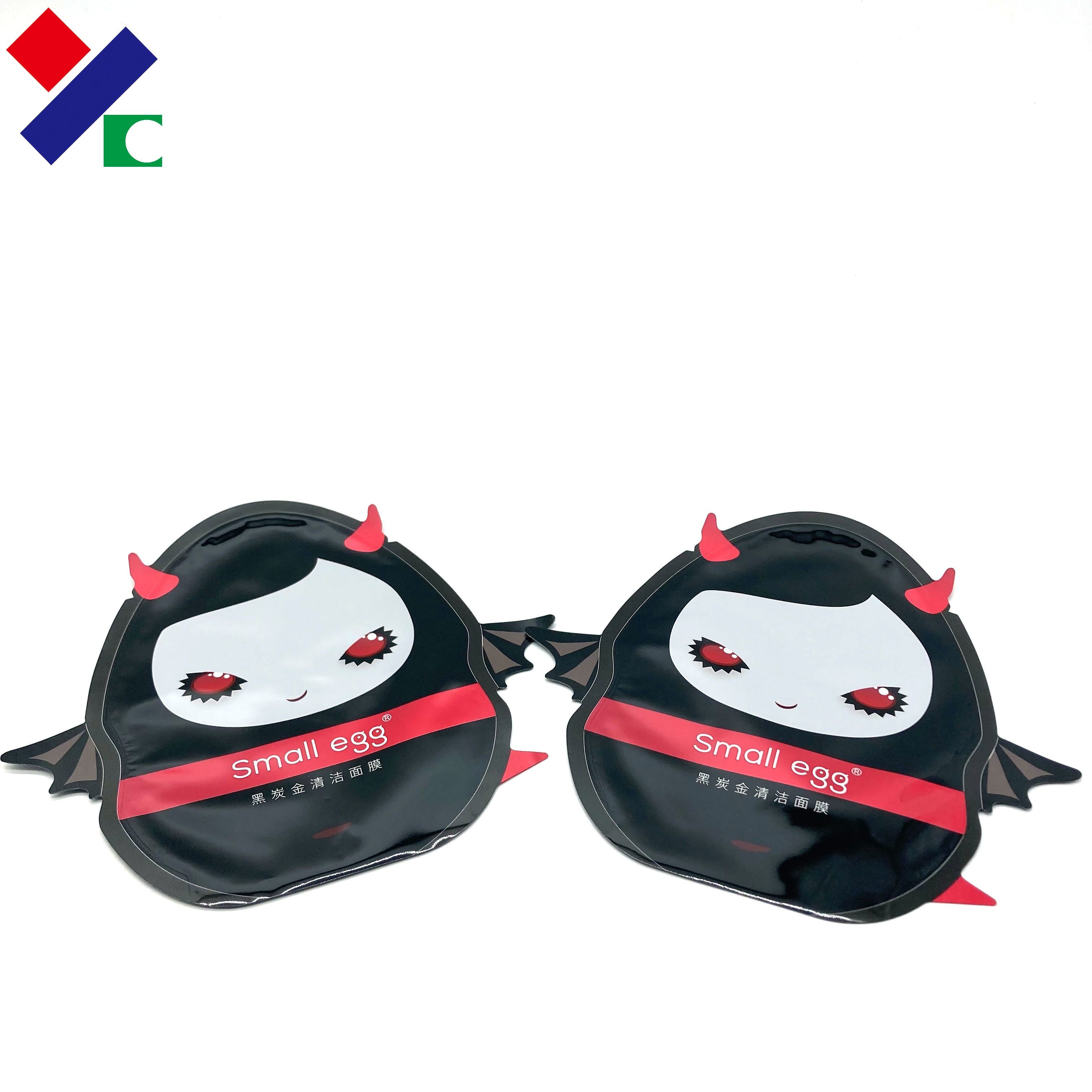 SGS Certificated Angel Shaped Mask Bag Packaging Shiny Printing Soft Touch Material