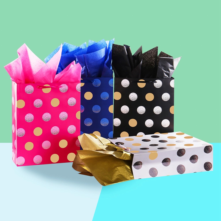 CMYK 4 Color Offset Printing Portable Store Shopping Carry Small Paper Bags For Socks