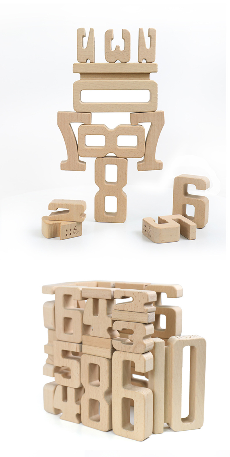 Jenga Games Wooden Building Blocks Toy Number Montessori
