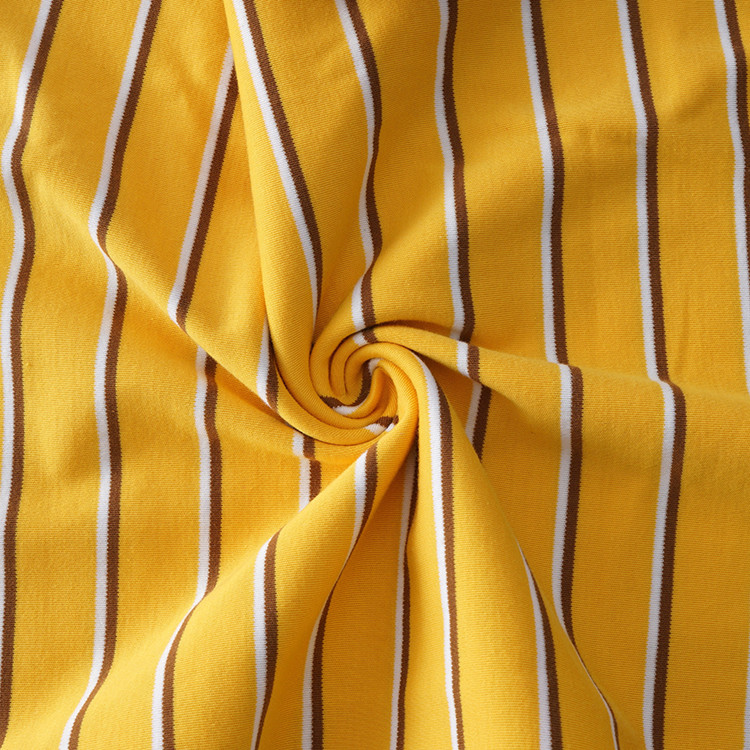 Skin Friendly Double Knit Fabric Striped Cotton Material For Casual Wear