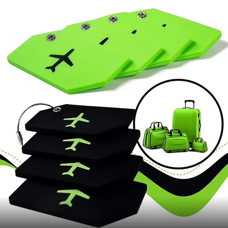 Silicone Luggage Tags for Travel Suitcases Simple Cartoon Design Name Cards Included