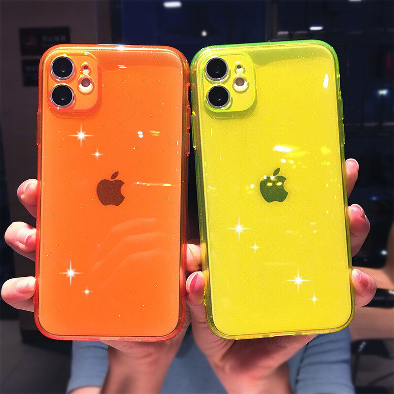 Iphone 11 Shockproof Phone Cases Neon Glitter Camera Protector 1.5mm Thickness Durable