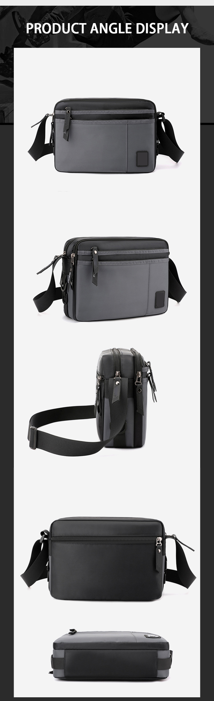 Fashion Men Messenger Shoulder Bag Business Simple Portable Square Bag Waterproof
