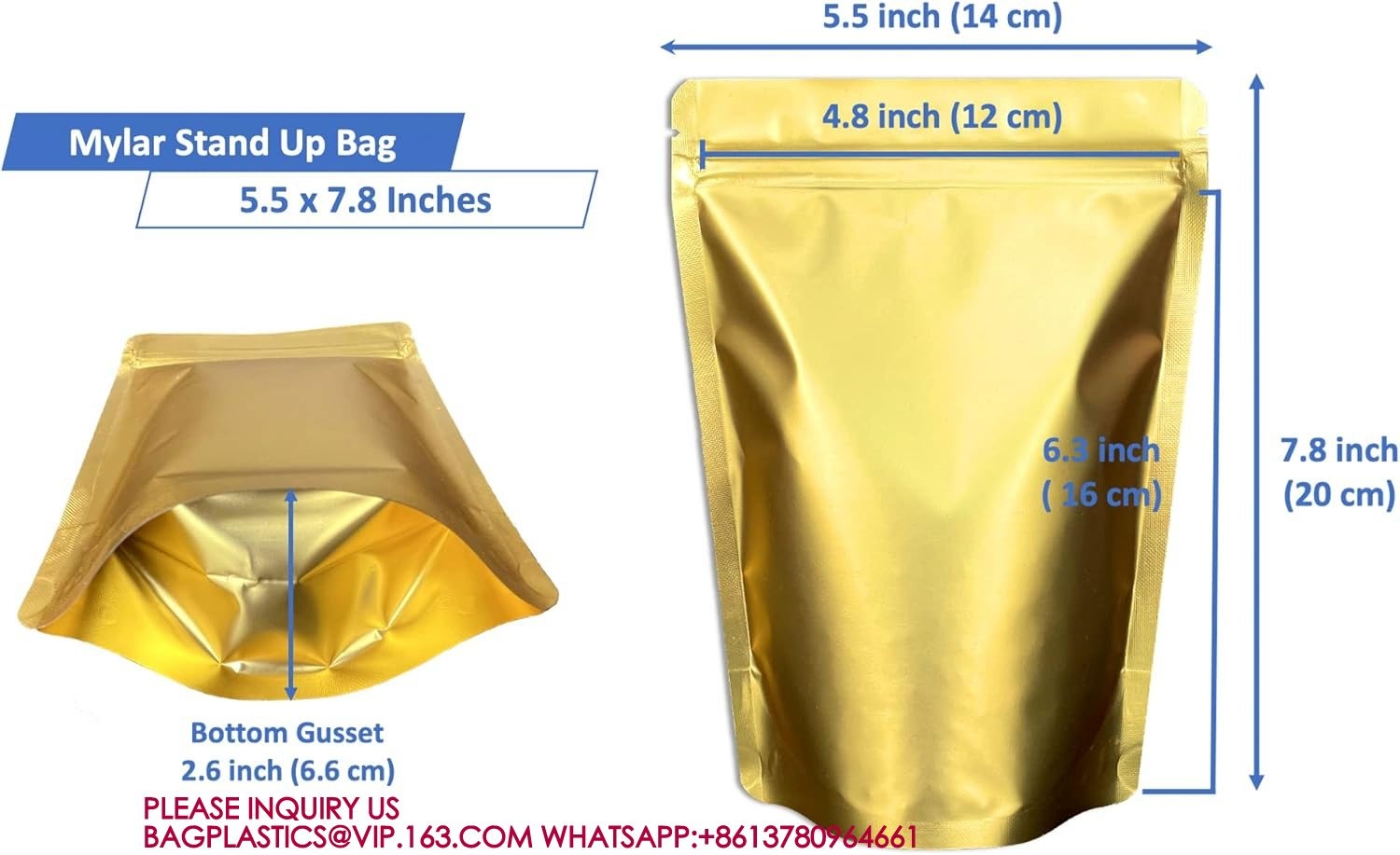 Stand Up Zipper Lock Aluminum Foil Bag, Packaging for Small Businesses, Packaging Bags