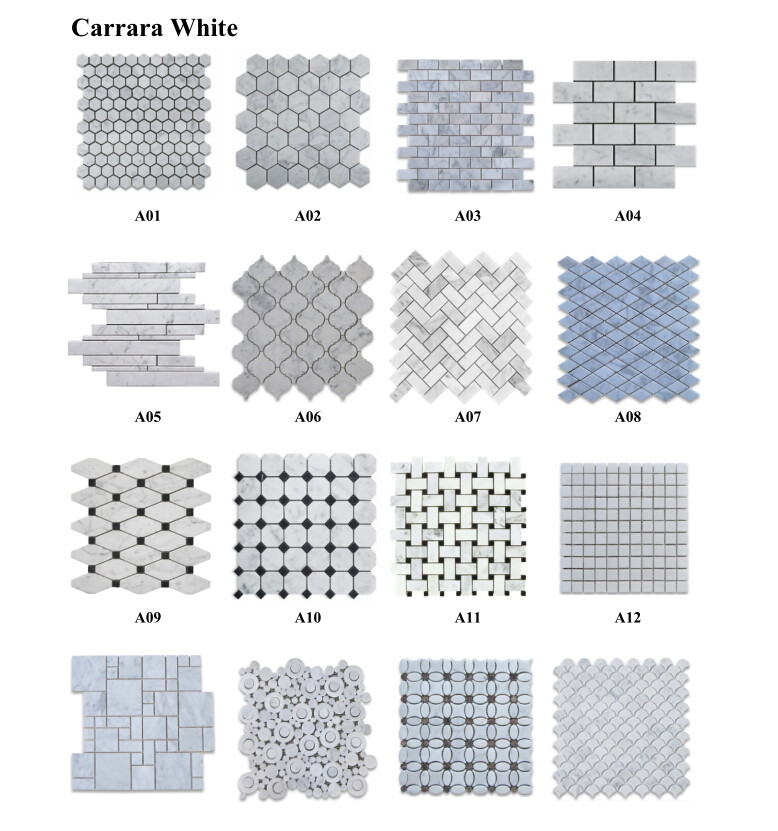  white marble,hexagon mosic 