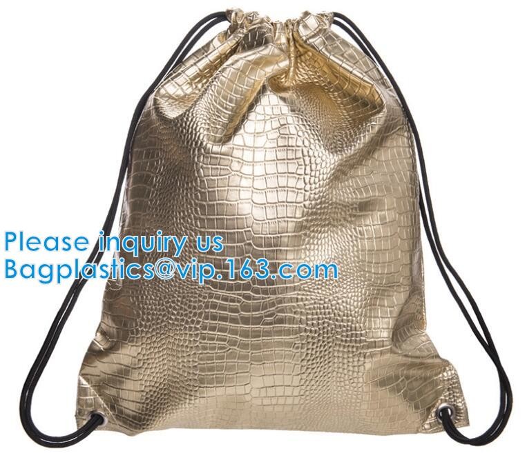 Custom Printed PU Leather Waterproof Drawstring Bag, Cheap Black PU Leather Drawstring Pouch Bag Jewelry Pouch PU drawst