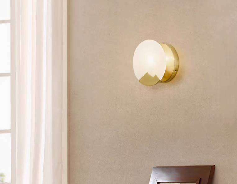 Modern wall lamp round glass bedroom bedside lamp designer light luxury lamp Nordic living room background wall lamp