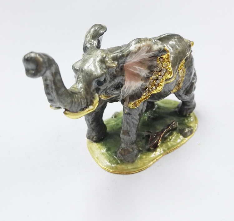pewter family elephant jewelry box,elephant shape bejeweled box,alloy elephant trinket box