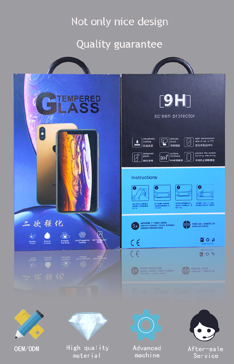 Embossing Blister Mobile Accessories Screen Protector Packaging Boxes Design
