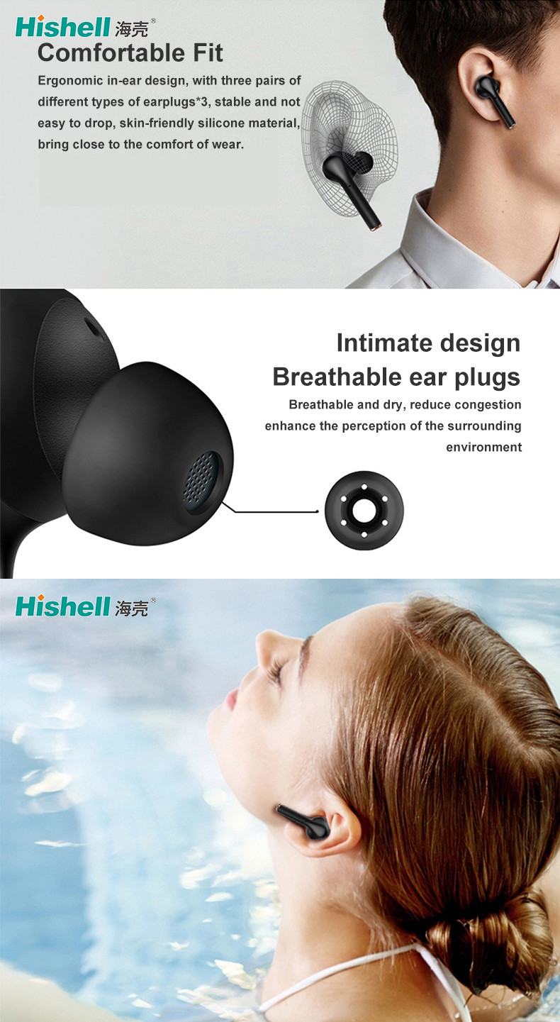 Hishell Practical Wireless Translation Earbuds J3 Pro With LED Display