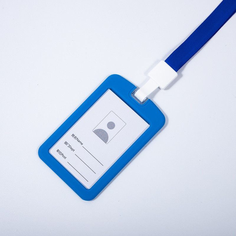 Silicone ID Name Badge Card Case Protector With Retractable Cord and Breakaway Buckle