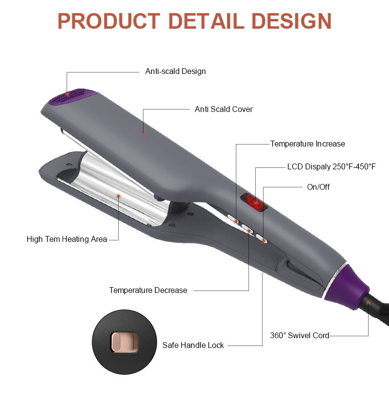 45W Deep Waver Hair Tool Ceramic With LCD Temperature Display
