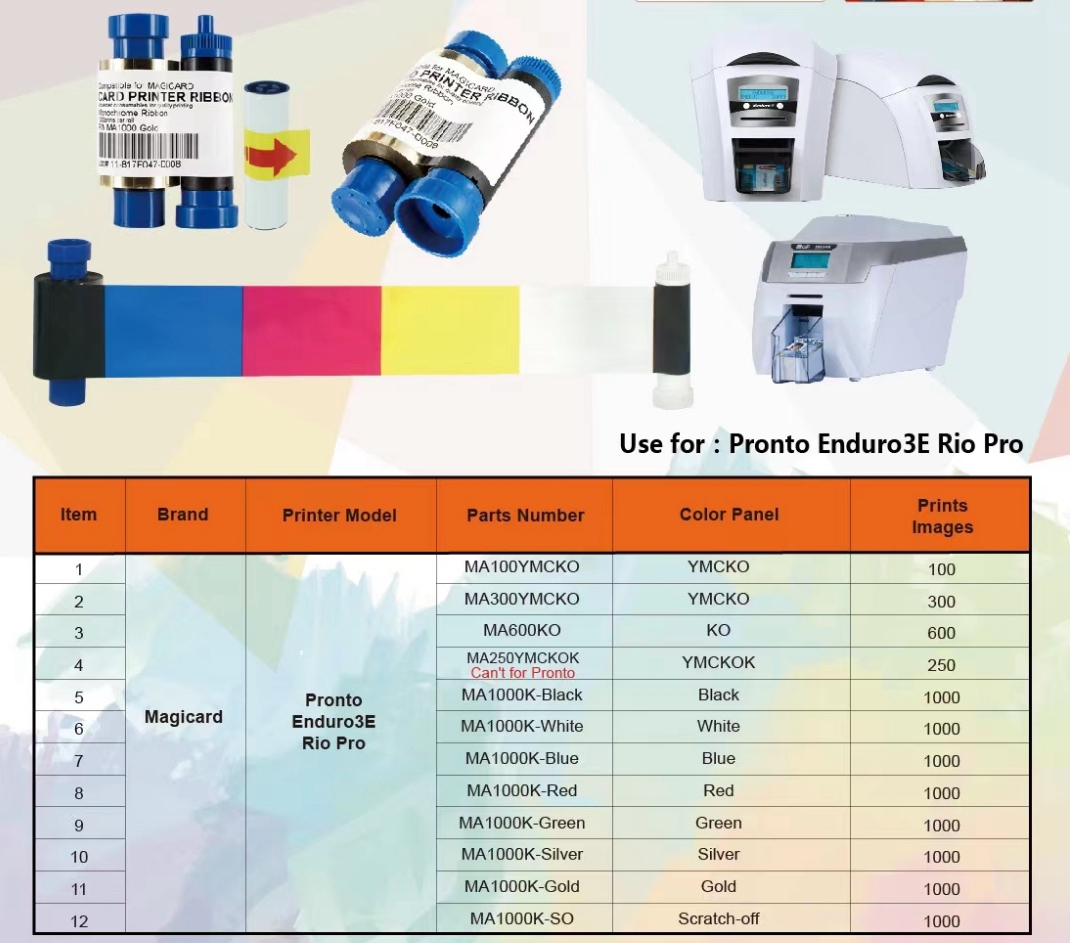 Enduro Duo Compatible Original Magicard MA300 YMCKO Color Ribbon 300 Prints