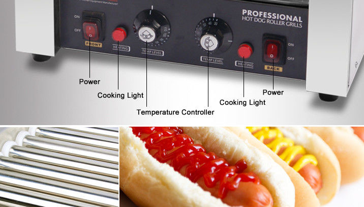 Hot Dog Roller Grill With 11 Rollers 220V 1.65KW, Commercial Snack Bar Equipment