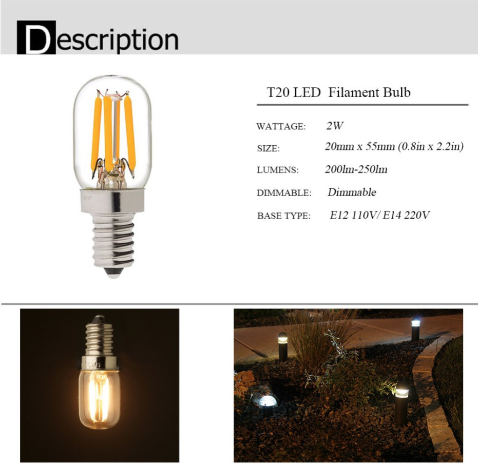 2W 4W LED Night Light Bulb T20 T22 E14 E12 230V