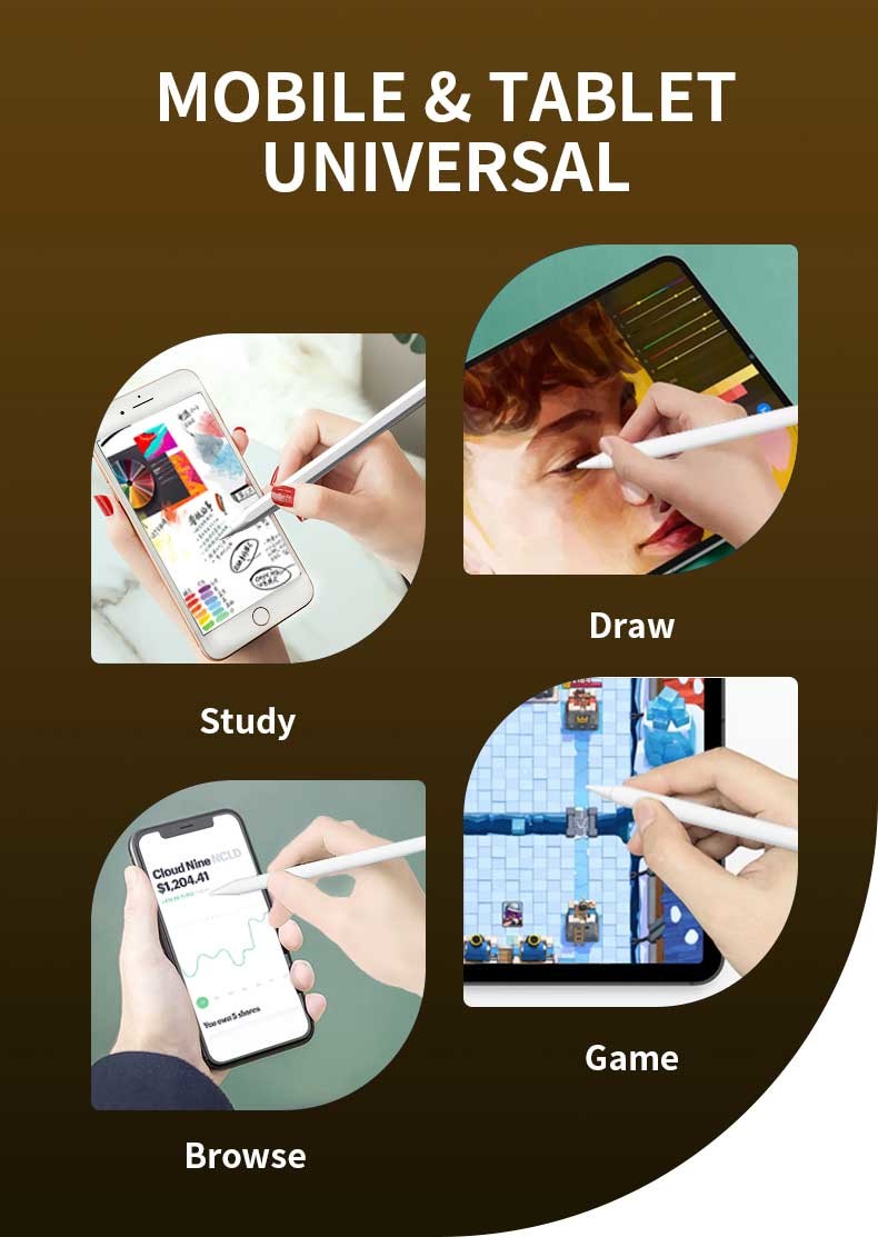 No Delay White Stylus Pen Megnetic Absortion Precise Stroke Easy To Use