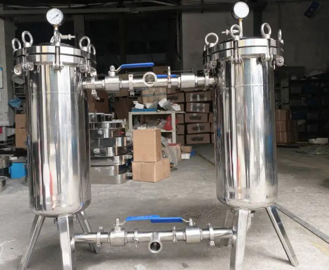 Sanitary 304 stainless steel filter bag Manual Ball Valve Duplex Switching Parallel Double Barrel