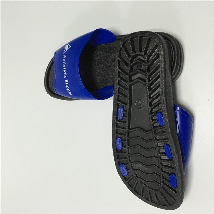 Washable PVC Slipper Economic ESD Safety Shoes Color Blue Upper W/Black Sole