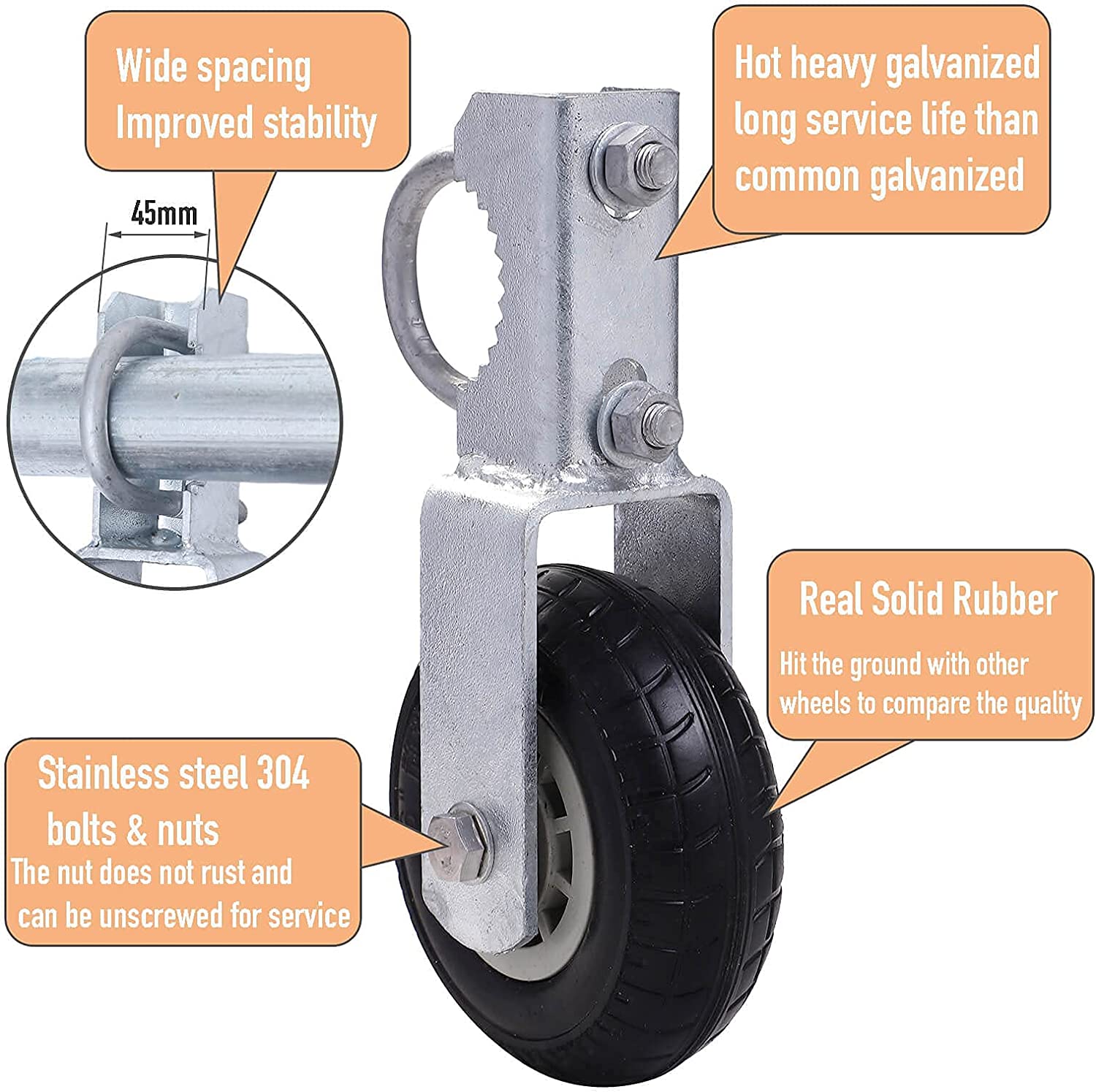 6inch Hot Galvanized Gate Wheel for Heavy Duty Sliding Gates in Outdoors Hardware