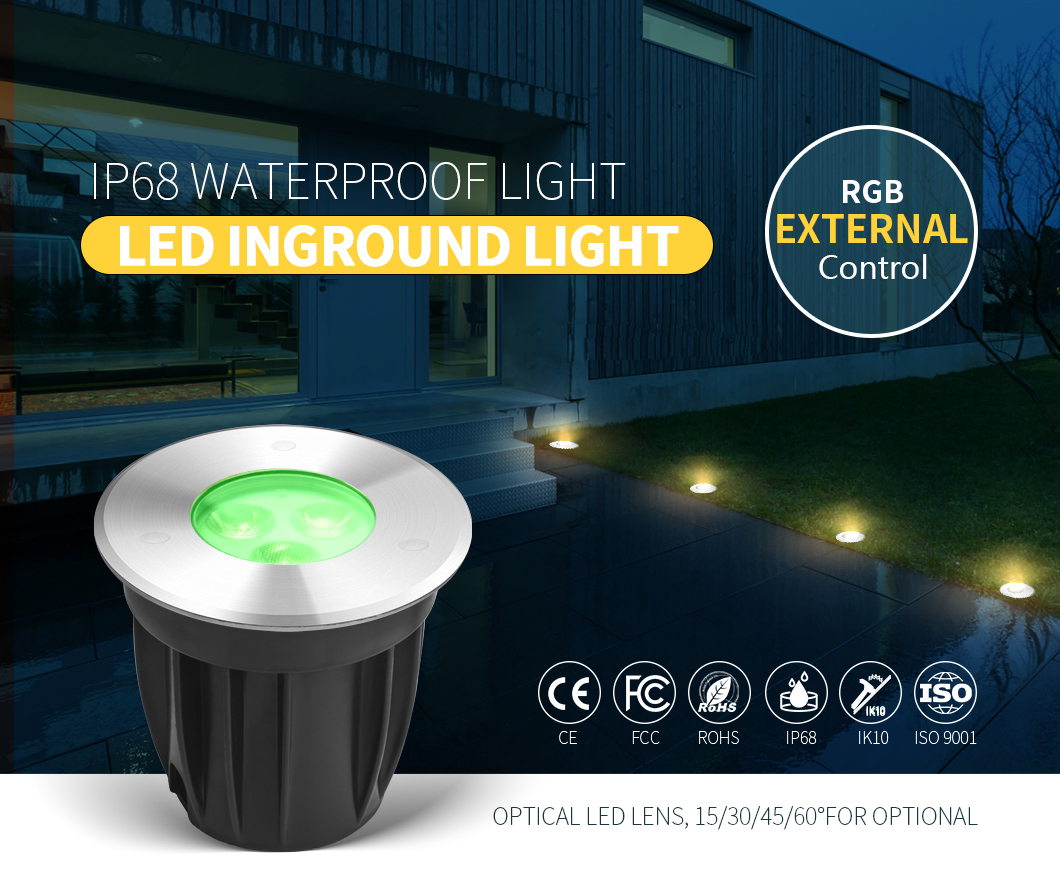 IP68 3W DC24V RGB Ground LED Light EMC Nickel Plated Brass