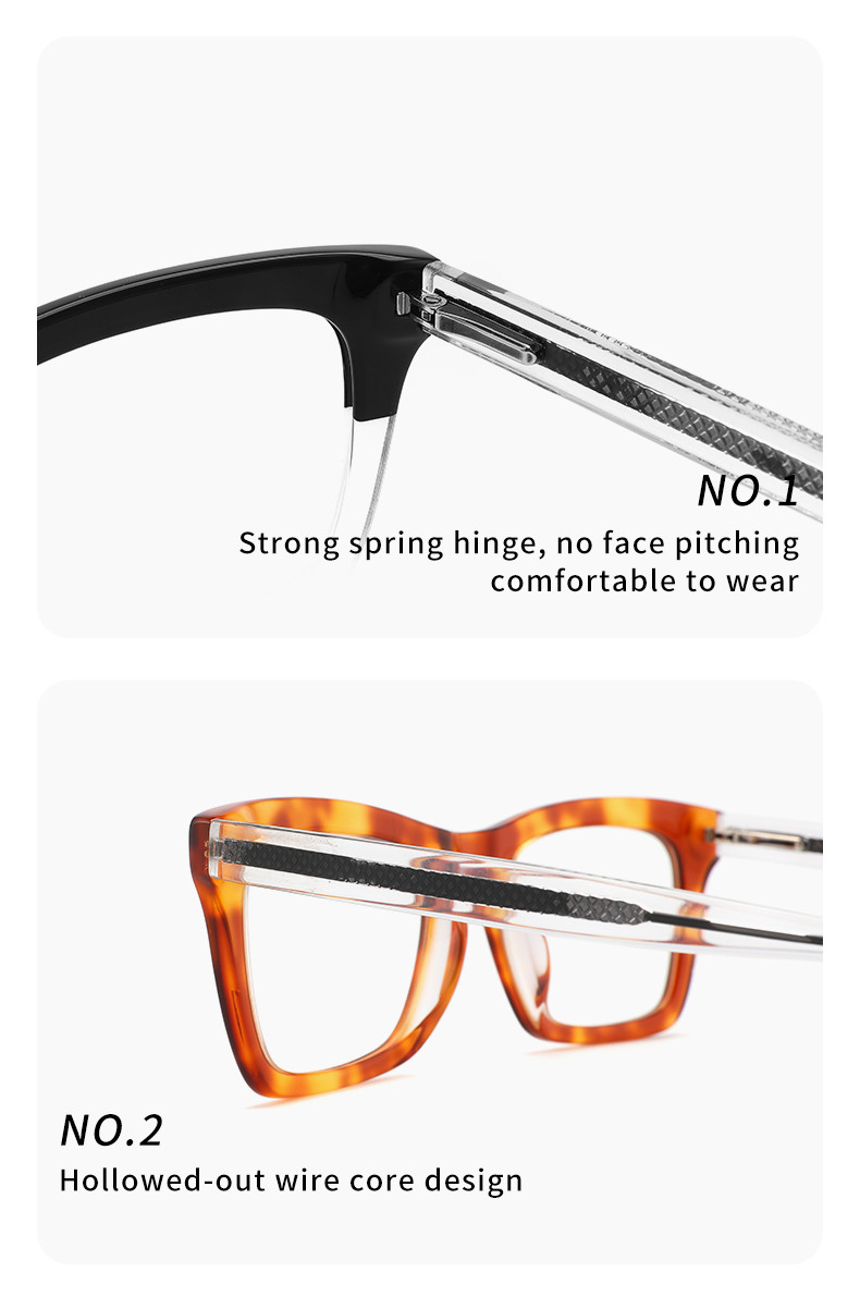Stylish Acetate Thick Square Eyeglasses Oversized eco friendly Square Frame Eyewear