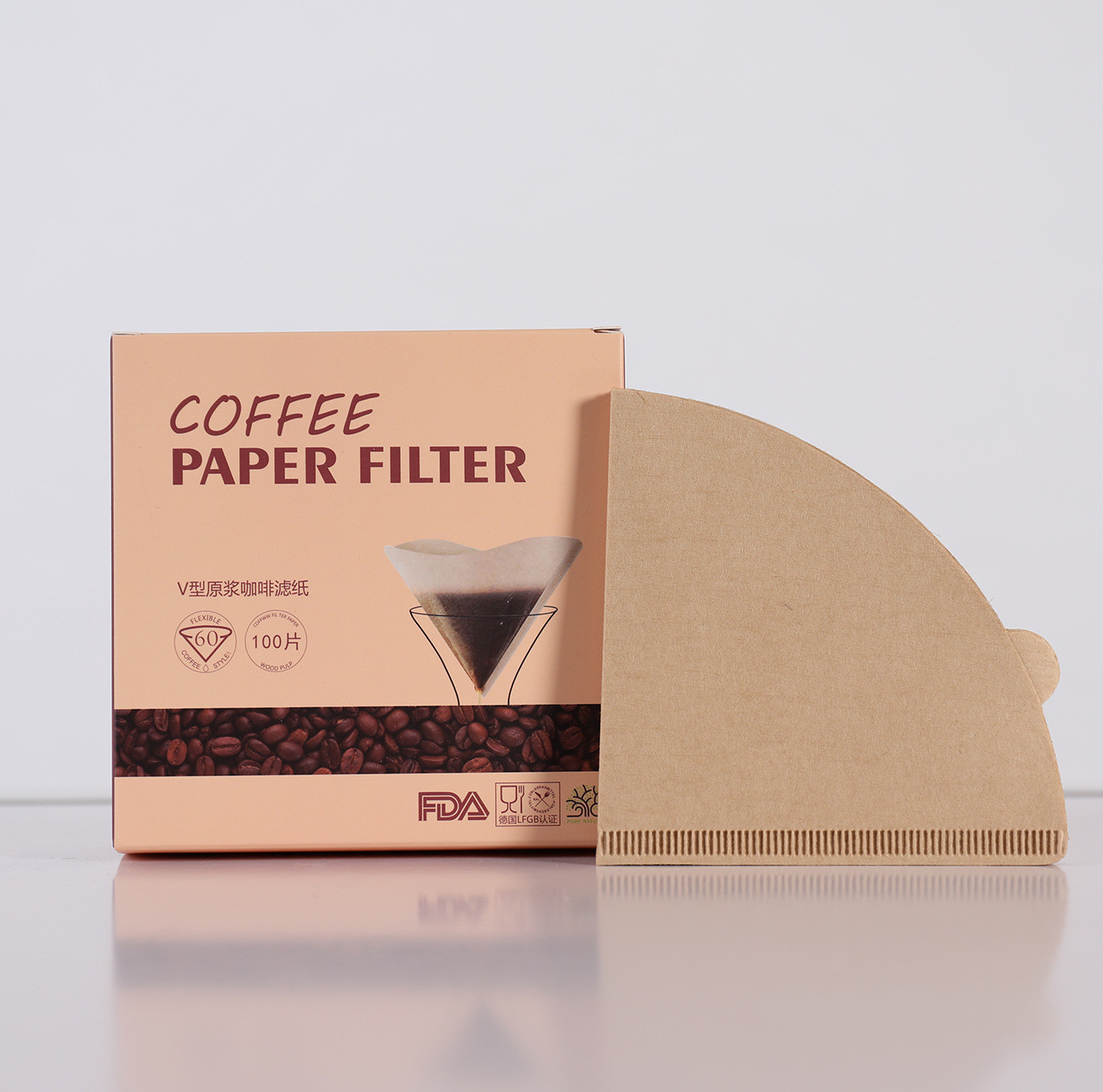 Disposable V Shaped Coffee Filter Paper V60 Wood Pulp For 1 - 4 Person