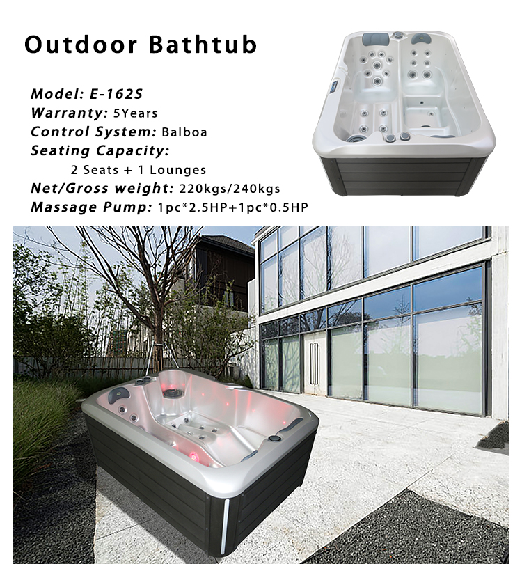 Acrylic Outdoor Bathtub Air Jets Massage Hot Tubs Waterfall Spa Whirlpool
