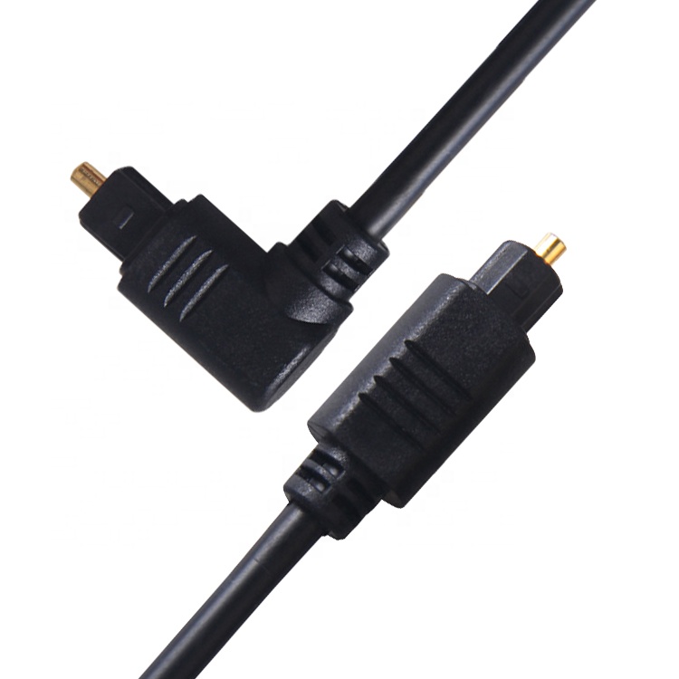 High Quality 90 Degree Angle 24K Gold SPDIF Digital Optical Audio Toslink Cable for PS4 TV