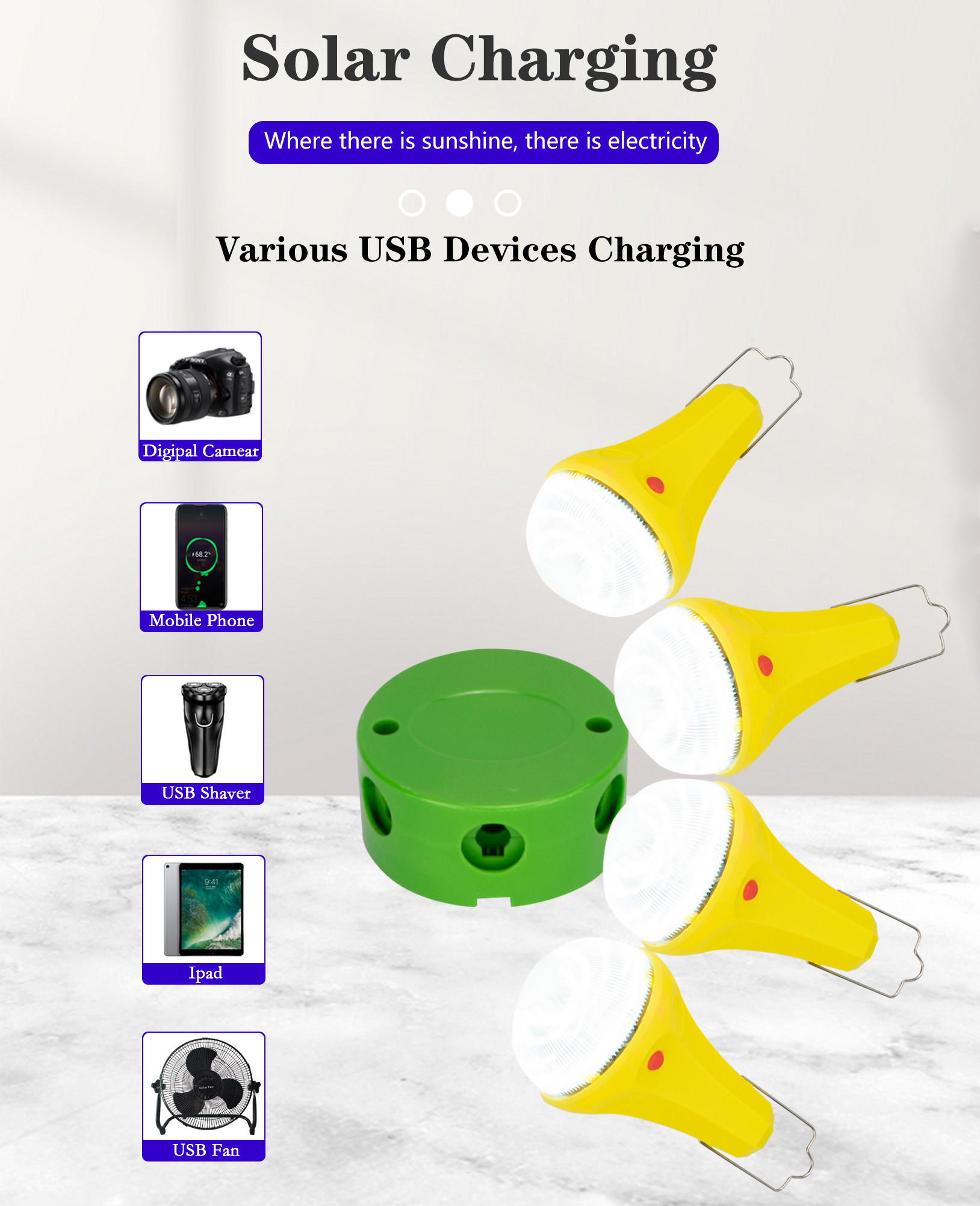 30W White Solar Panels Lights IP65 With Battery And Inverter For Outdoor