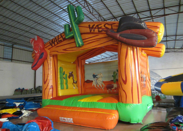 Wild West Big Bounce House Customized , Digital Painting Huge Bounce House