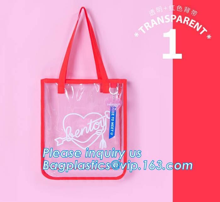 Summer Detachable Women Transparent PVC Handbag Shoulder Bag, handle shoulder strap sand vinyl tote clear pvc beach bag