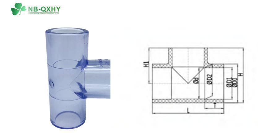 OEM ASTM Sch80 Standard Pipe Fittings Elbow UPVC Plastic Transparent Clear Tee with ISO Approval