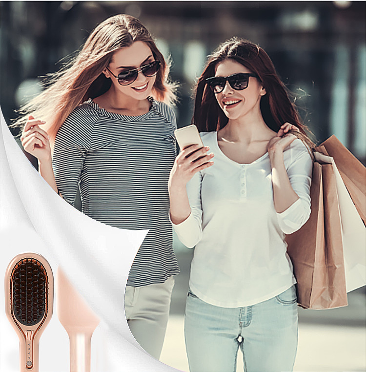 42W Electric Hair Brush Straightener PTC Heater Plastic Aluminum Material