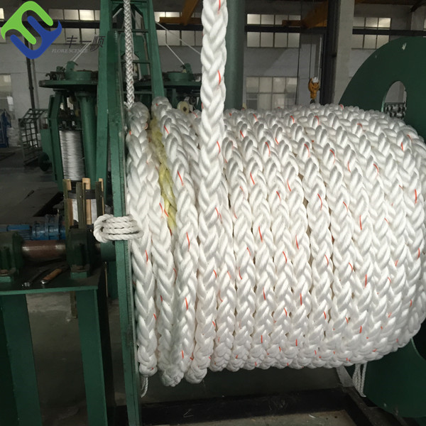 White Polyester 8 Strands Marine Mooring Rope