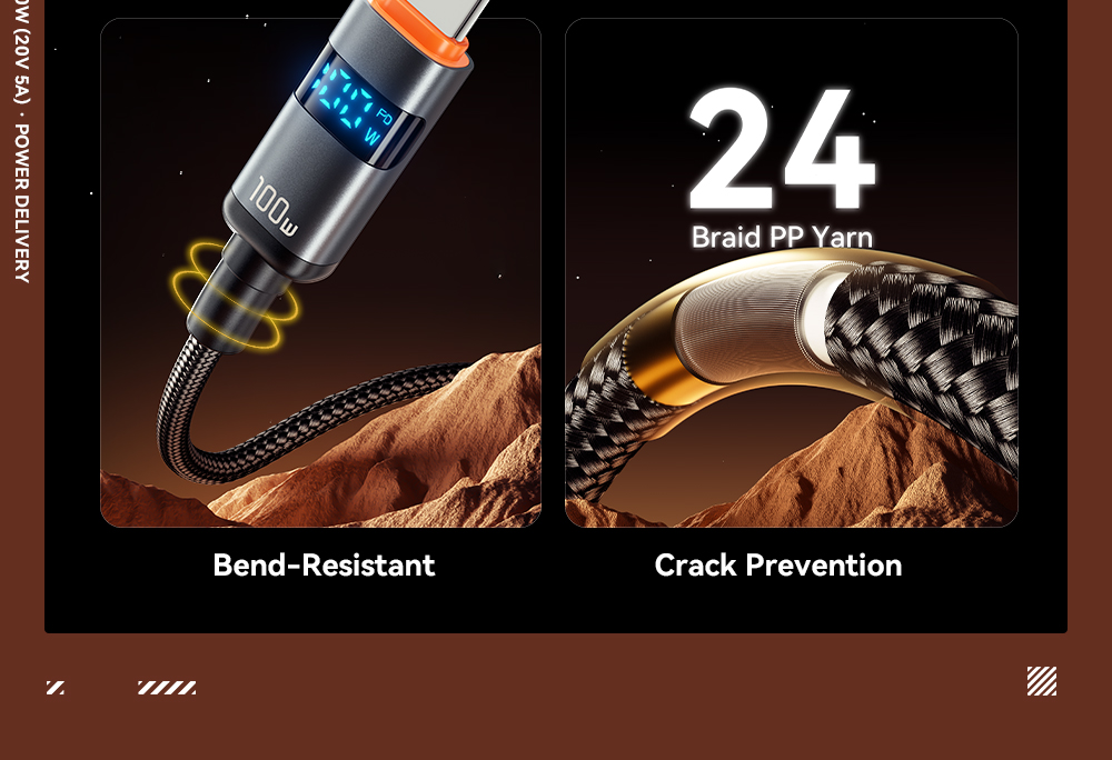 Braid Shielding USB C To C Charging Cable 100W 1m 2m ES-X61 Series