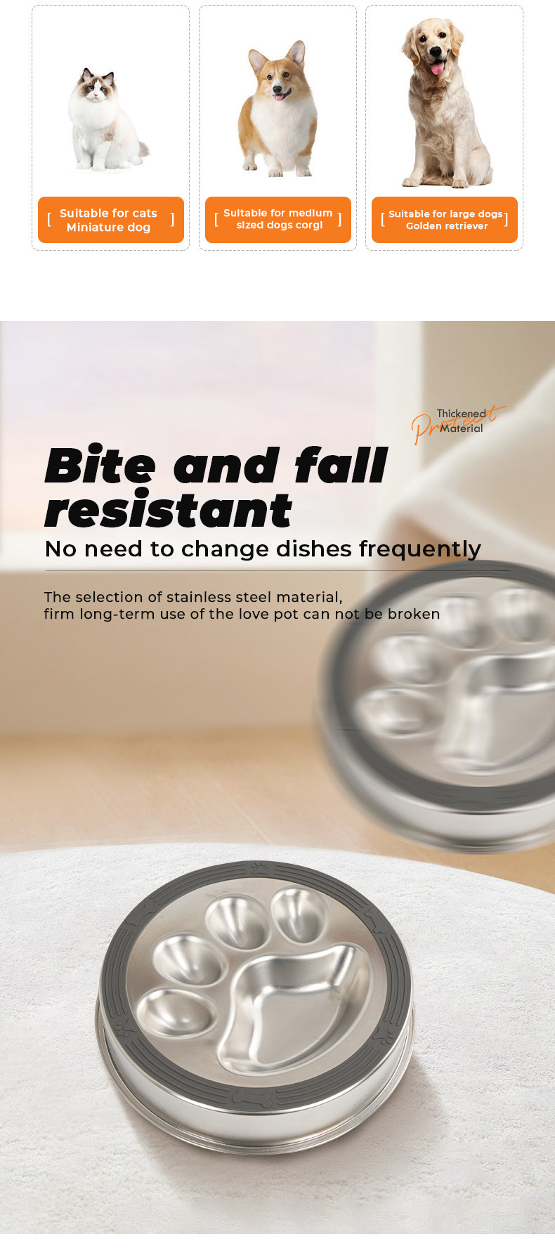 Stainless Steel Pet Bowl Anti-Upset Non-Slip Anti-Choking Slow Food Bowl