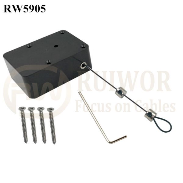RW5905 Cuboid Heavy Duty Retractable Tether Stop Function Optional Plus Adjustalbe Lasso Loop End By Small Lock And Allen Key