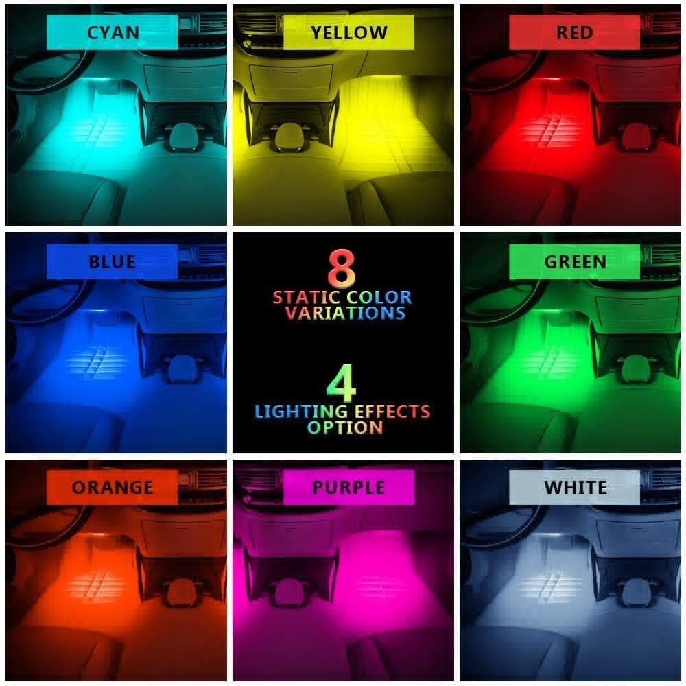 4 Pcs 48 Led Strip Car Interior Atmosphere Lights IP65 With USB Port APP Control