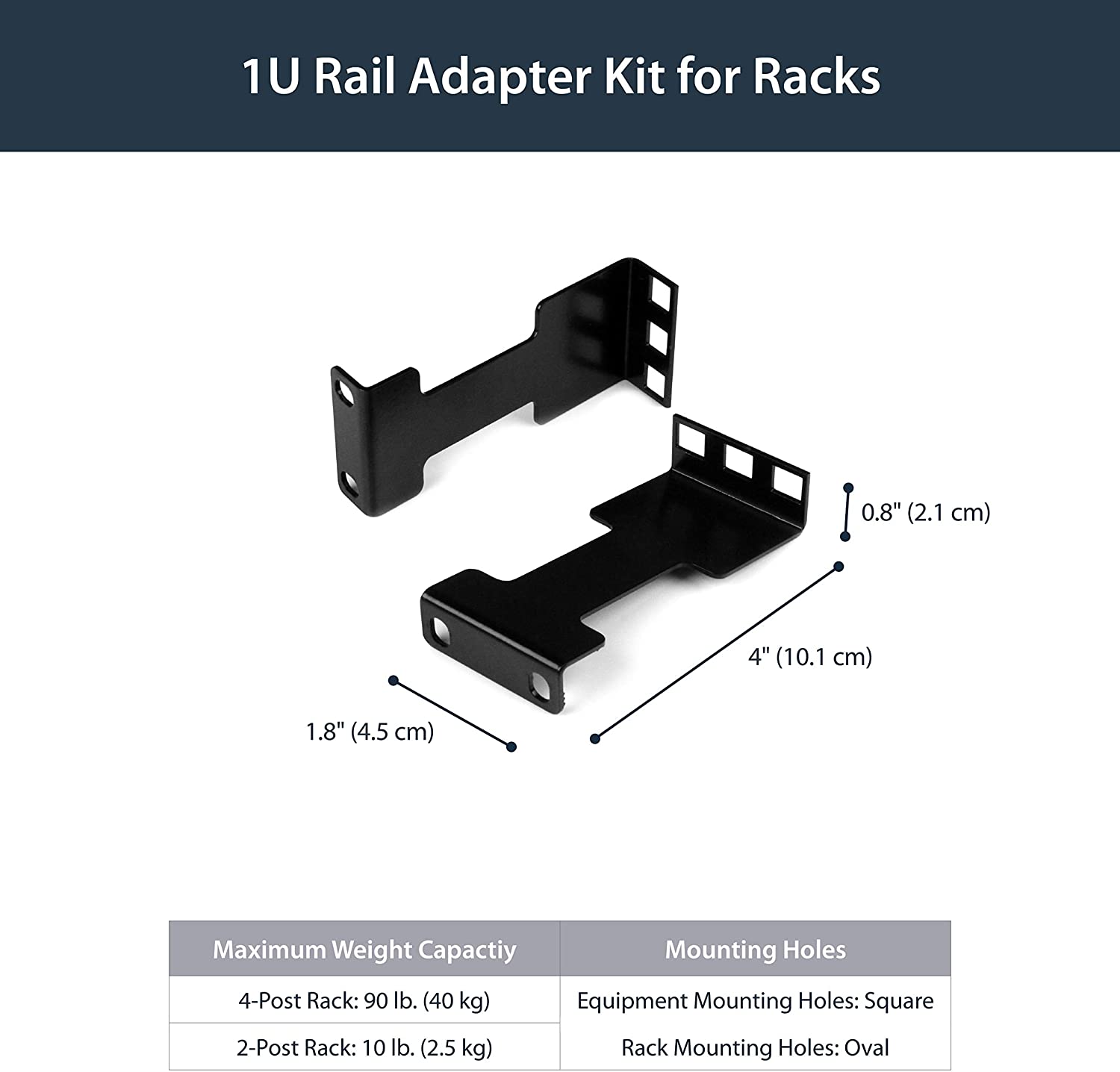 Server Rack Depth Extender-4 inches about 10.2 cm deep-Embedded Rack Mounting Adapter Kit
