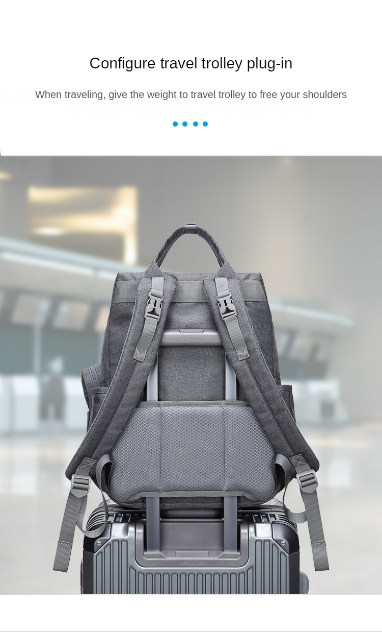 17L Polyester Cotton Foldable Diaper Bag Backpack 40*30*13CM