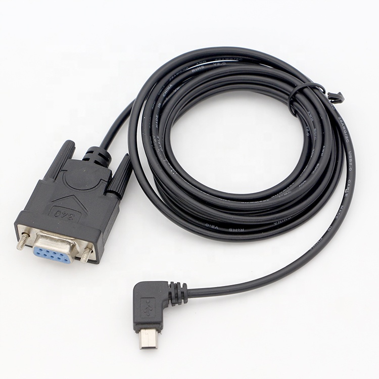 CUSTOM 90 Degree Right Angle Mini B USB to Female DB9 RS232 Serial Cable
